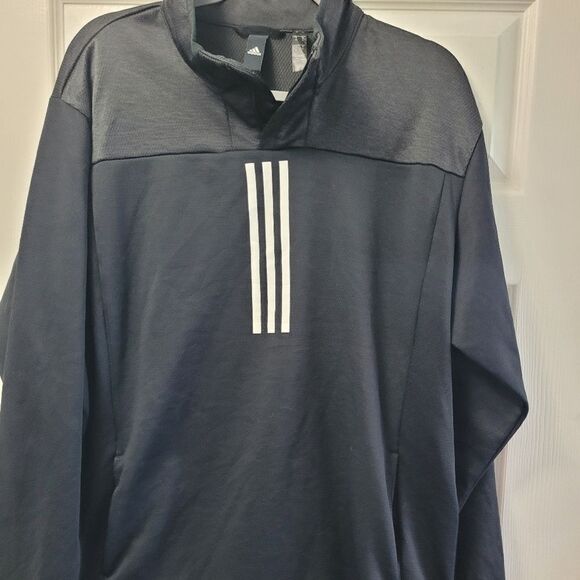 Adidas Sweater Climawarn size large Pullover 3/4  Zip black Fleece Men's - Picture 1 of 7